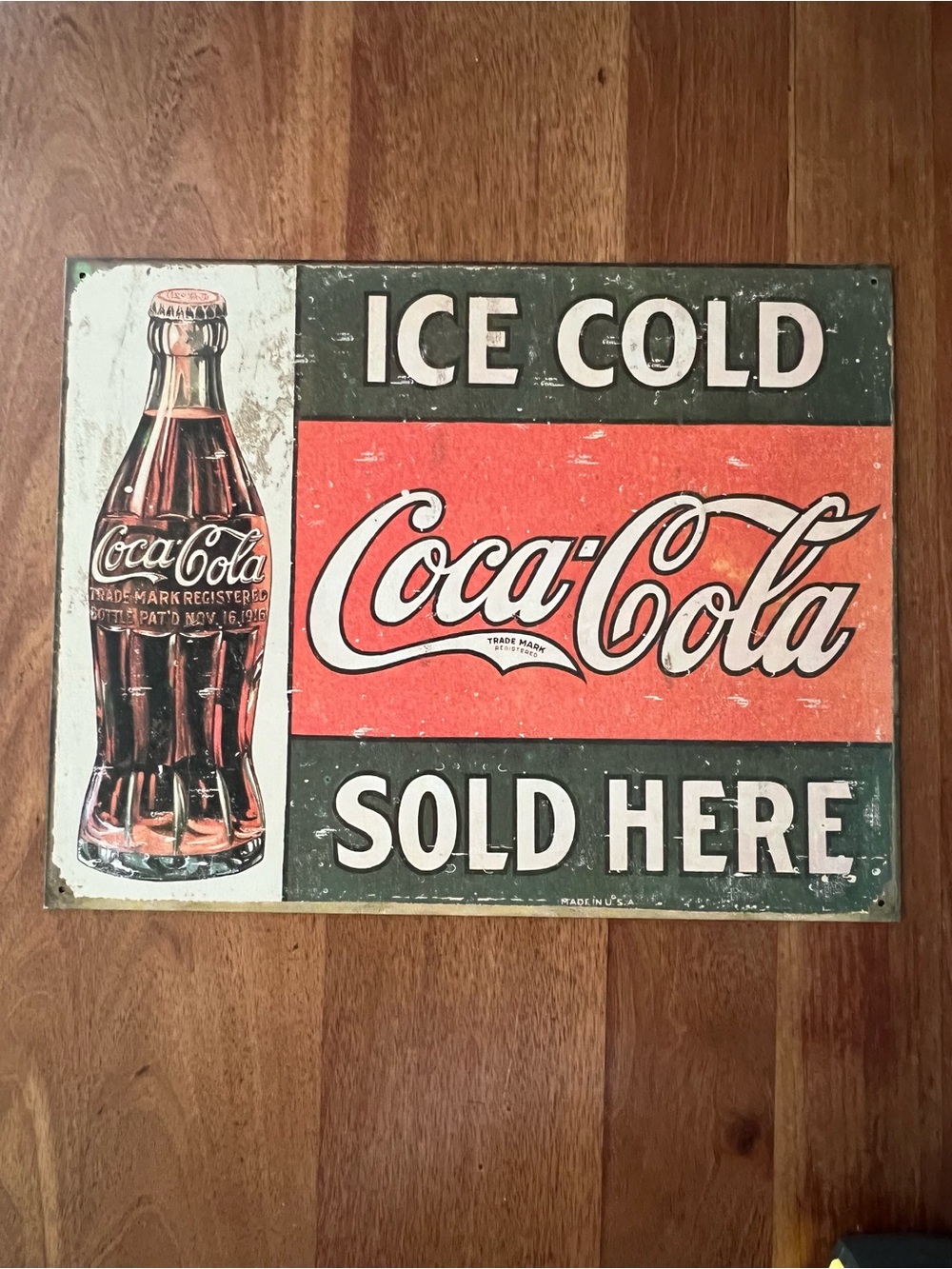 Coca-Cola metal tin sign vintage wall decor coke bottle “Ice cold sold here”
